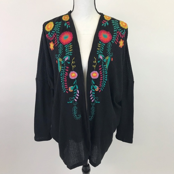 Umgee Boho Floral Embroidered Open Front Cardigan - Picture 2 of 8